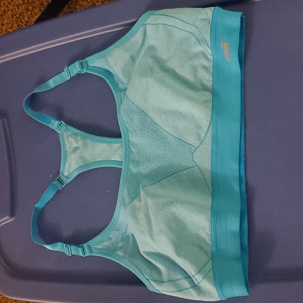 Blue athletic bra